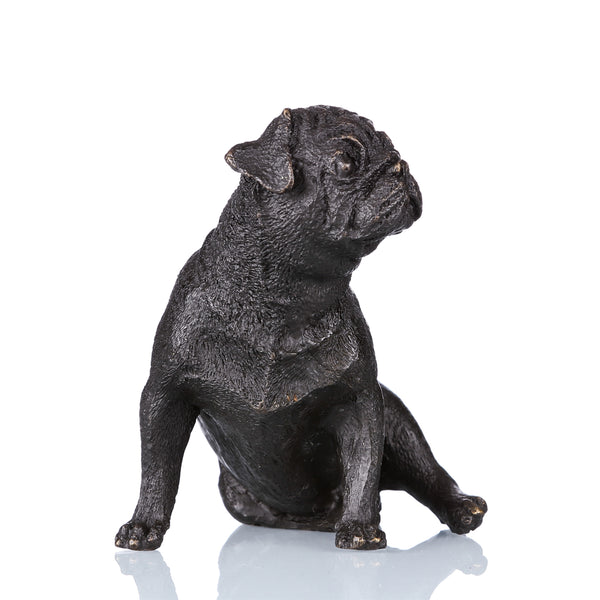 Small Dog Bronze Statue Animal Sculpture Figurine Desk Decor TPAL-092