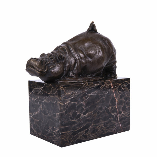 Hippo Bronze Sculpture Home Deco Metal African Animal Statue TPAL-270