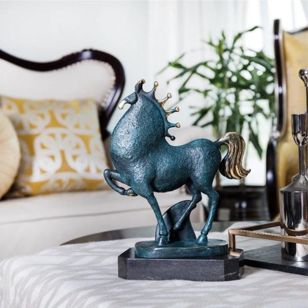 Success Crown Horse Brass Sculpture-Noble Victory & Achievement Decor