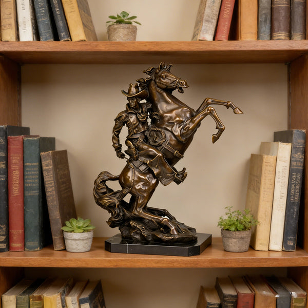 Frederic Remington Sculpture-The Bronco Buster Cowboy Bronze Art Statues