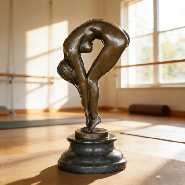 Brass Yoga Lady Forward Bend Sculpture-Art Decor Statues for Strength&Inner Peace