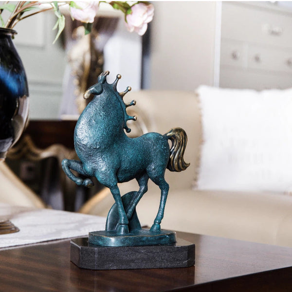 Success Crown Horse Brass Sculpture-Noble Victory & Achievement Decor