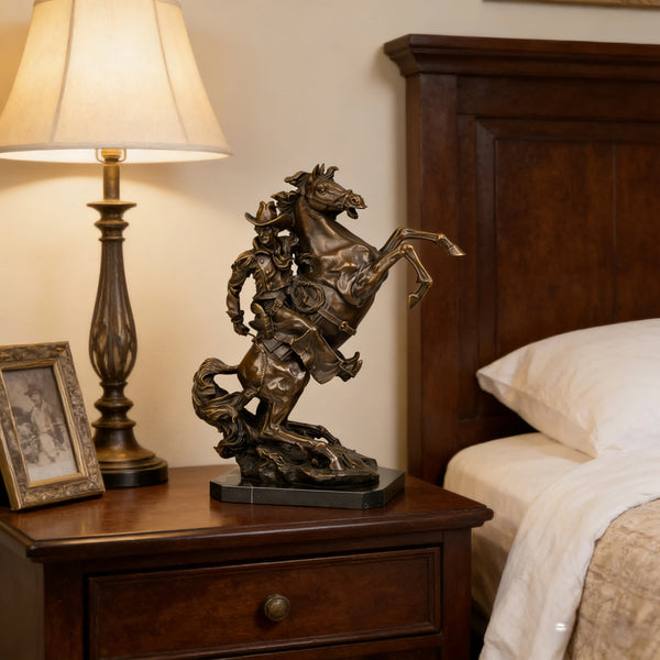 Frederic Remington Sculpture-The Bronco Buster Cowboy Bronze Art Statues