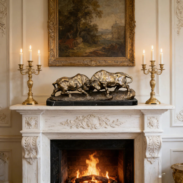 Fighting Bull Bronze Statue for Business&Office Art indoor Decor|TPAL-042