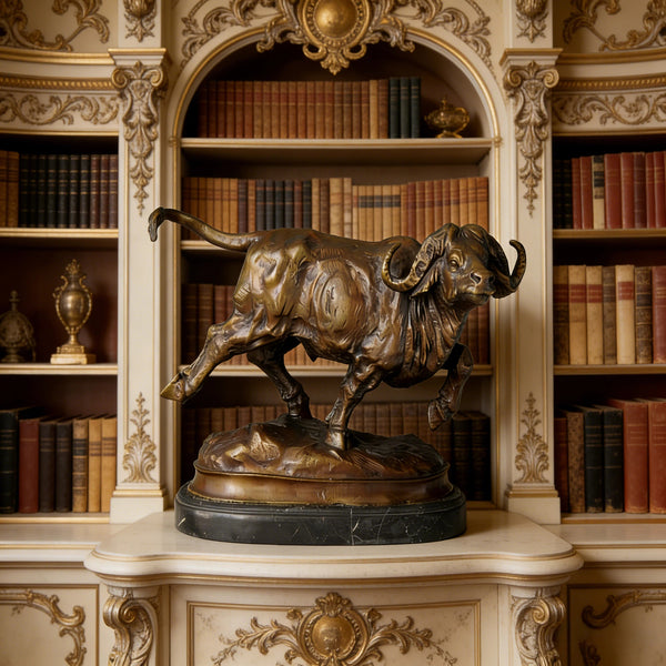 African Buffalo Bronze Statue Animal Sculpture Art Craft TPAL-084