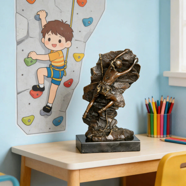 Bronze Rock Climber Sculpture-Strength & Focus Outdoor Sports Art Ornament|TPE-789