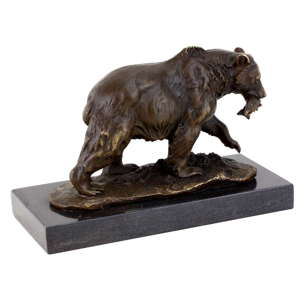 Bear Catching Fish Bronze Sculpture-Dynamic Wildlife Art Nature Scene Statue(TPAL-317)
