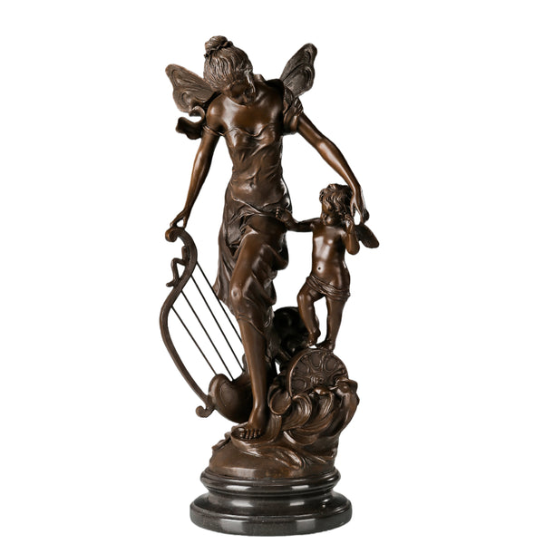 European Angel Harp Bronze Ornament – Luxury Hotel Lobby, Office & Home Classical Decor