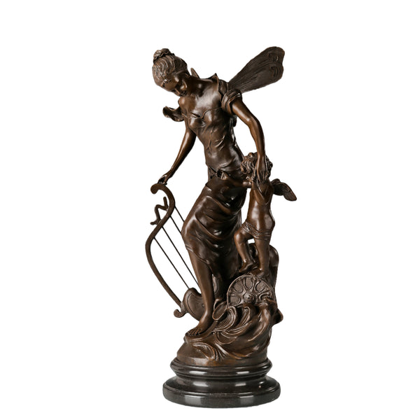 European Angel Harp Bronze Ornament – Luxury Hotel Lobby, Office & Home Classical Decor