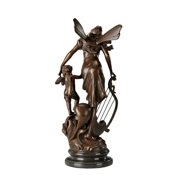 European Angel Harp Bronze Ornament – Luxury Hotel Lobby, Office & Home Classical Decor
