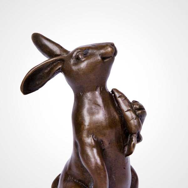 Rabbit Eating Carrot Bronze Sculpture-Whimsical Animal Statue Home Decor|TPAL-248