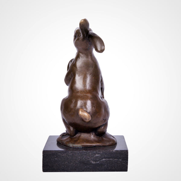 Rabbit Eating Carrot Bronze Sculpture-Whimsical Animal Statue Home Decor|TPAL-248