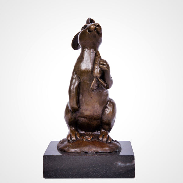 Rabbit Eating Carrot Bronze Sculpture-Whimsical Animal Statue Home Decor|TPAL-248