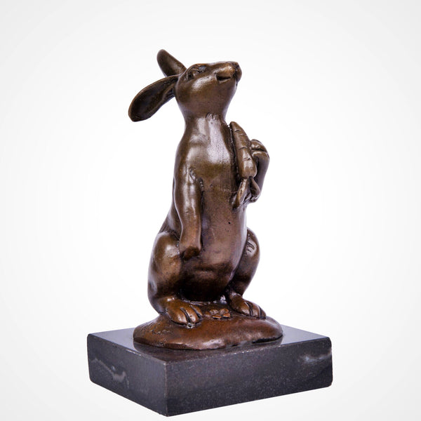 Rabbit Eating Carrot Bronze Sculpture-Whimsical Animal Statue Home Decor|TPAL-248