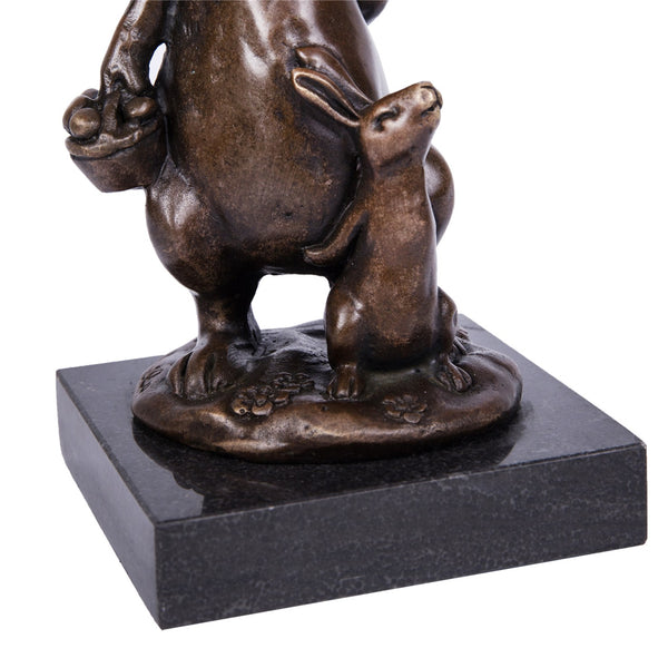 Handmade Home Deco Bronze Rabbit Statue Animal Bunny Mom-son Sculpture|TPAL-251