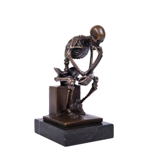 Thinker Abstract Skeleton Sculpture-Rodin Bronze Status for Desk Decor|TPE-998
