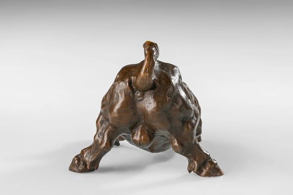 Wall Street charging bull bronze sculpture on black marble base
