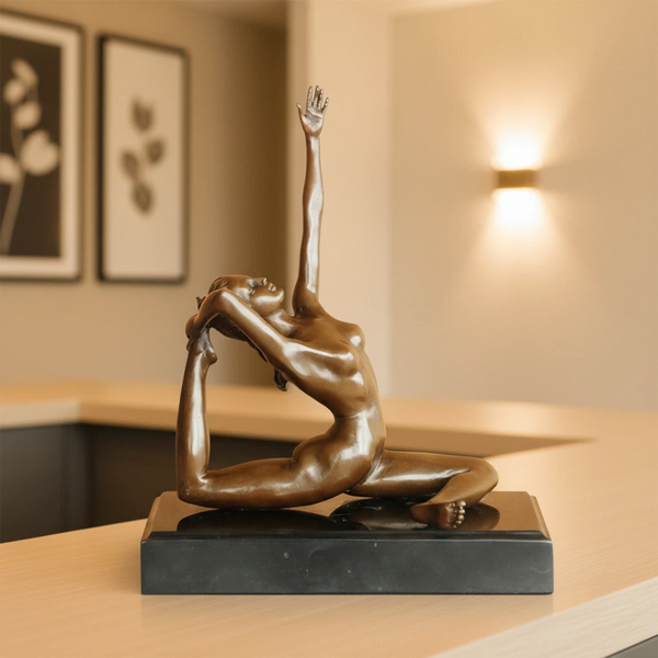 Bronze Yoga Female Backbend Sculpture-Wellness Desk Decor & Studio Art Ornament