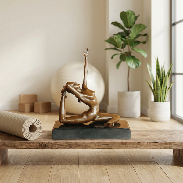 Bronze Yoga Female Backbend Sculpture-Wellness Desk Decor & Studio Art Ornament
