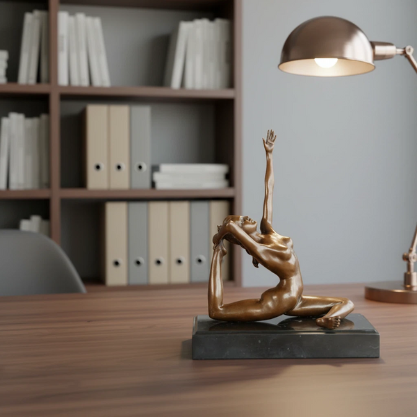 Bronze Yoga Female Backbend Sculpture-Wellness Desk Decor & Studio Art Ornament