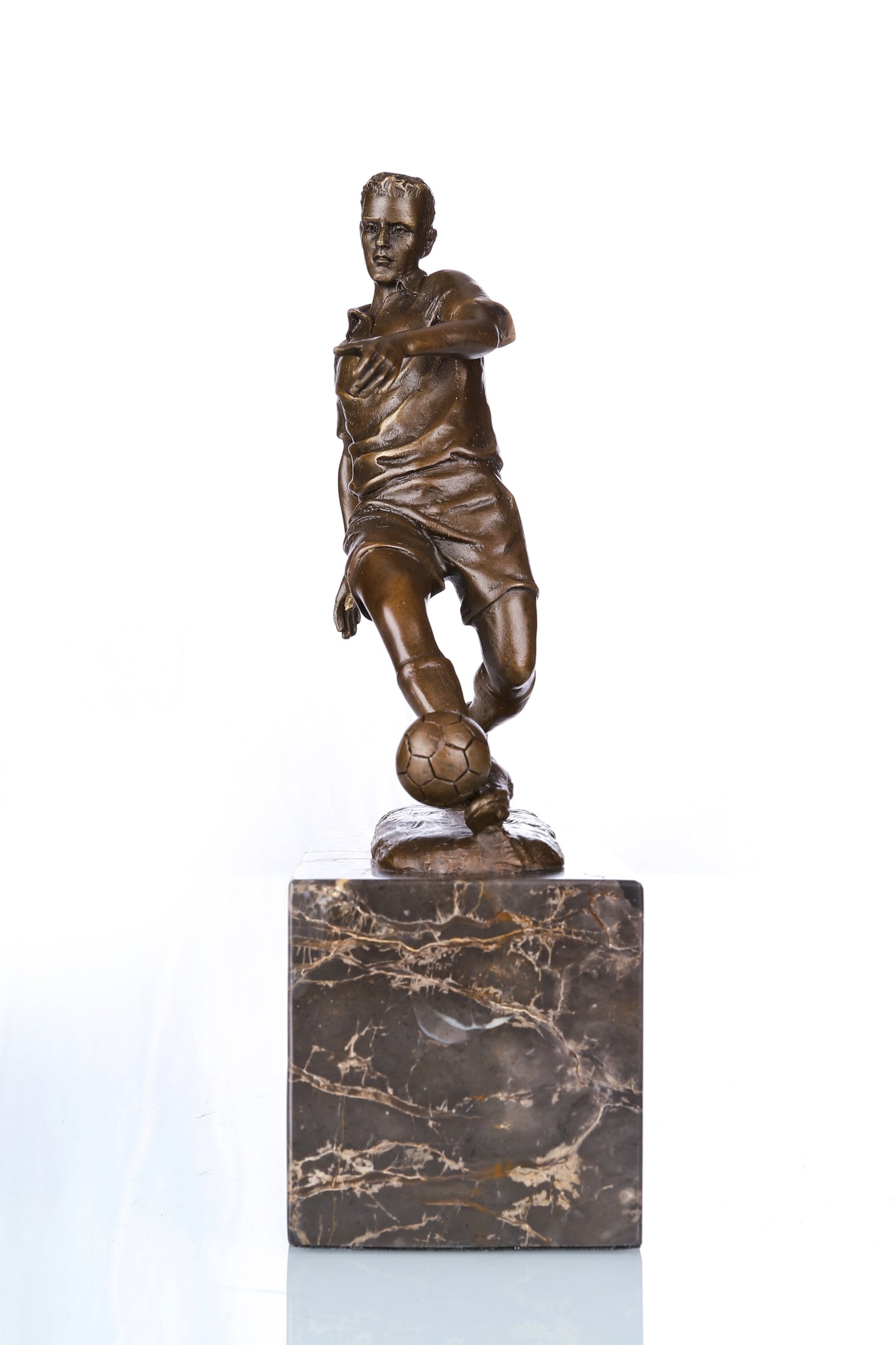 Football Player Bronze Sculpture-Handcrafted Kicking Moment Sports Art Statue|TPE-737