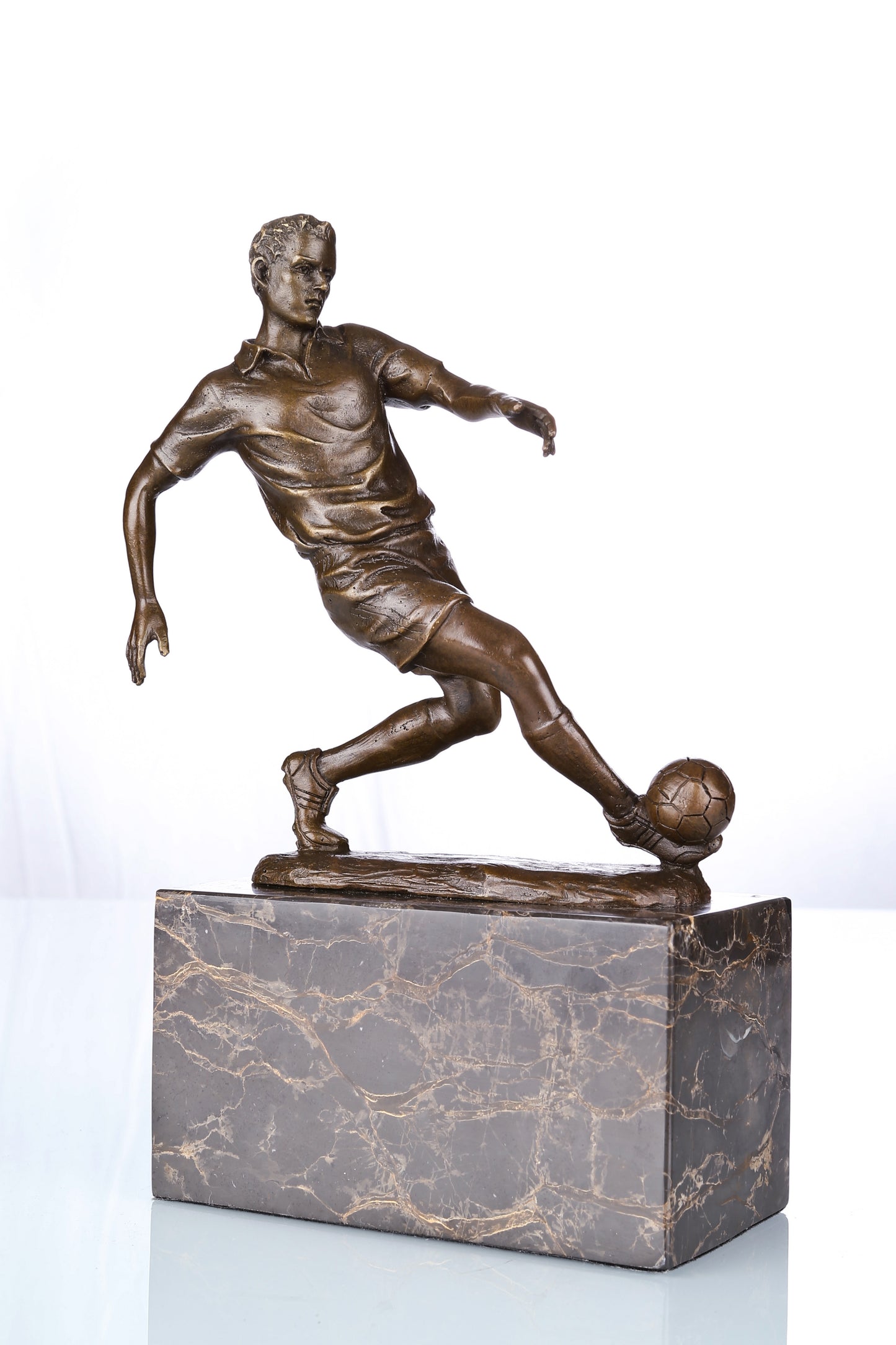 Football Player Bronze Sculpture-Handcrafted Kicking Moment Sports Art Statue|TPE-737