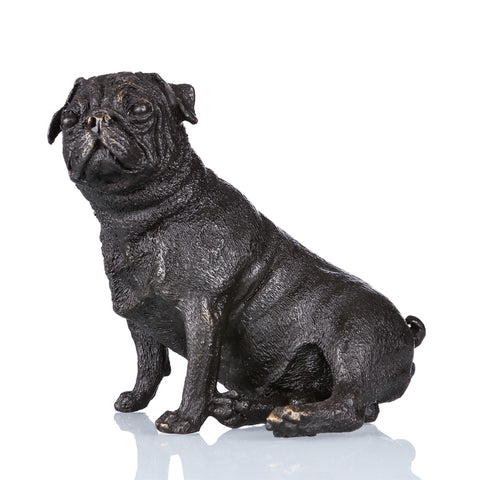 Little British Bulldog Small Dog Bronze Statue Animal Sculpture Figurine Desk Decor TPAL-092
