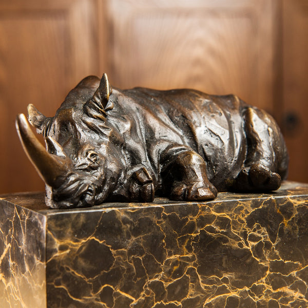 Rhino Bronze Sculpture Home Deco Metal African Animal Statue TPAL-272