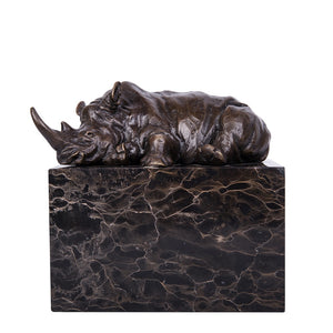 Rhino Bronze Sculpture Home Deco Metal African Animal Statue TPAL-272
