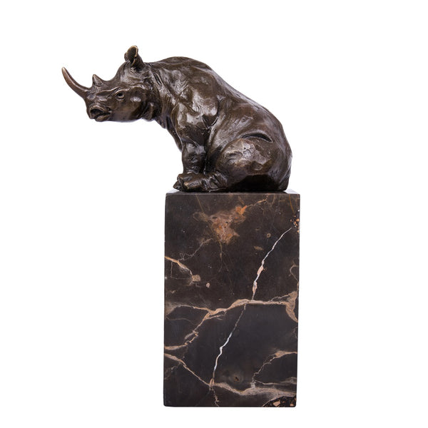African Rhino Art Bronze Statue Deco Animal Sculpture TPAL-279