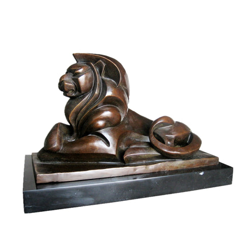 Bronze Statue Animal Abstract Lion Sculpture 