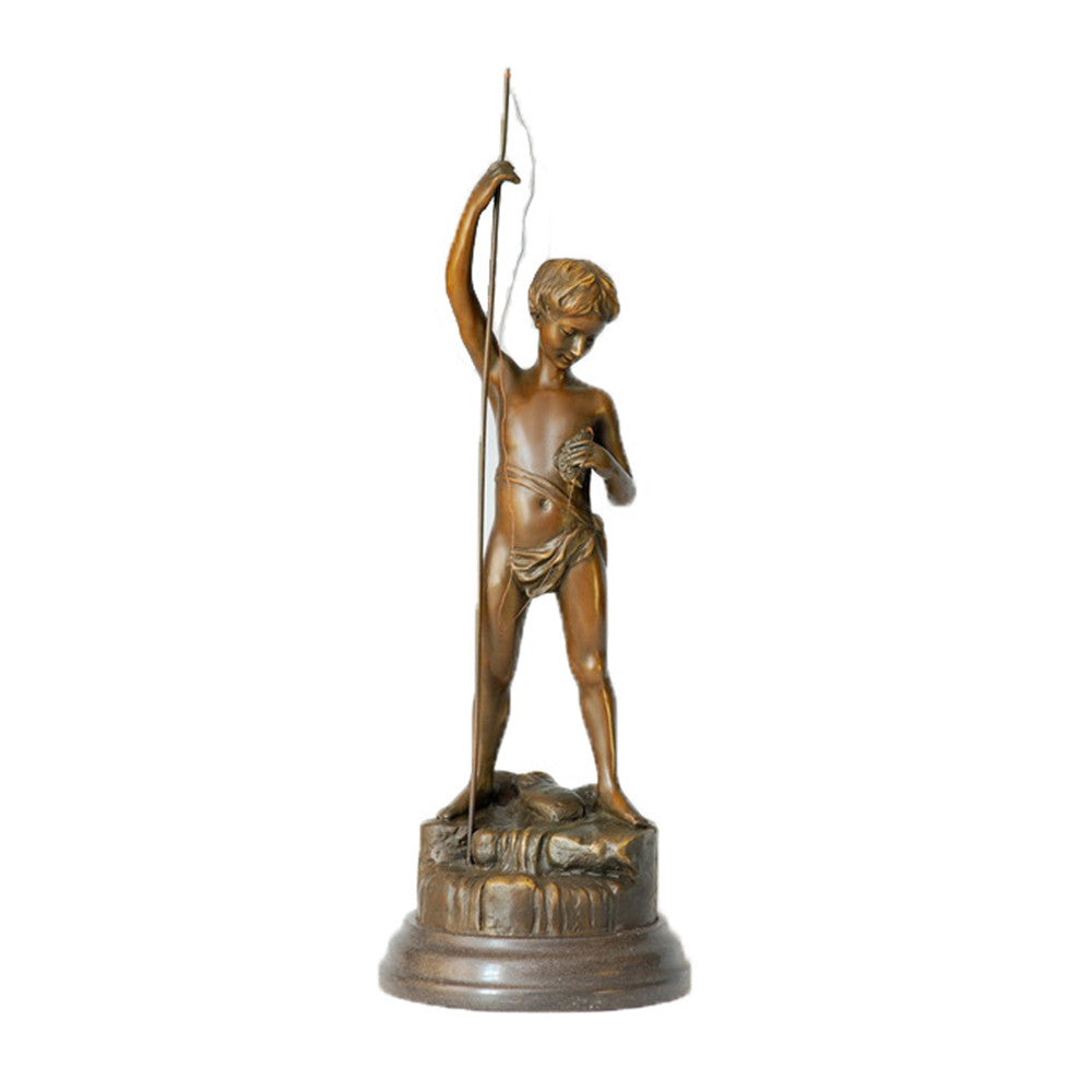 Fishing Boy Bronze Statue A.Bofill Art Crafts Small Sculpture TPE-343