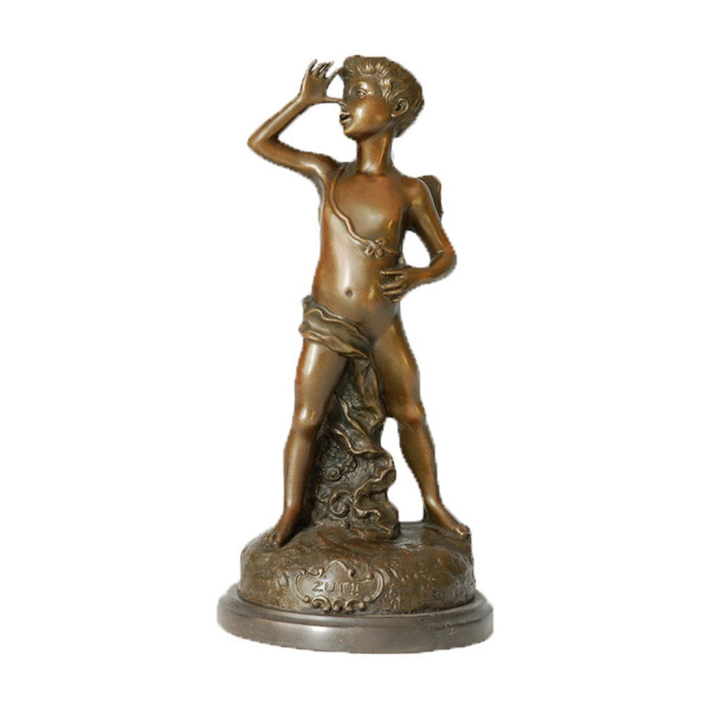 Metal Art Kids Statue Crafts Overlooking Boy Bronze Sculpture TPE-345