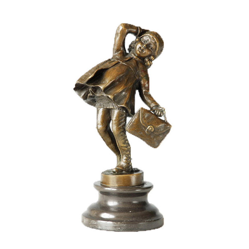 Cute Kids Metal Statue Student Home Deco Bronze Sculpture TPE-350