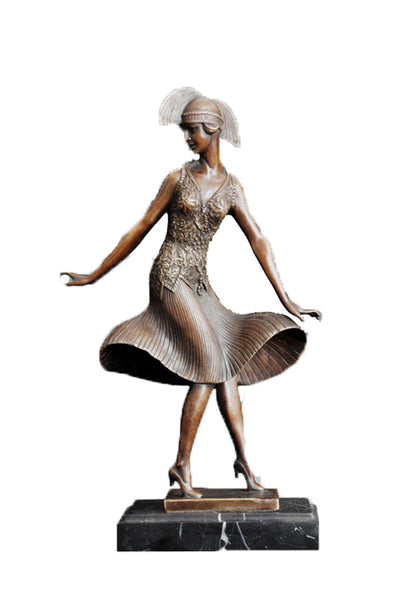 Dancer Bronze Sculpture Dancing Girl Carving Brass Statue TPE-311b