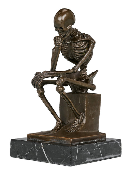 Bronze Rodin Thinker Statue Art Abstract Skeleton Sculpture TPE-998