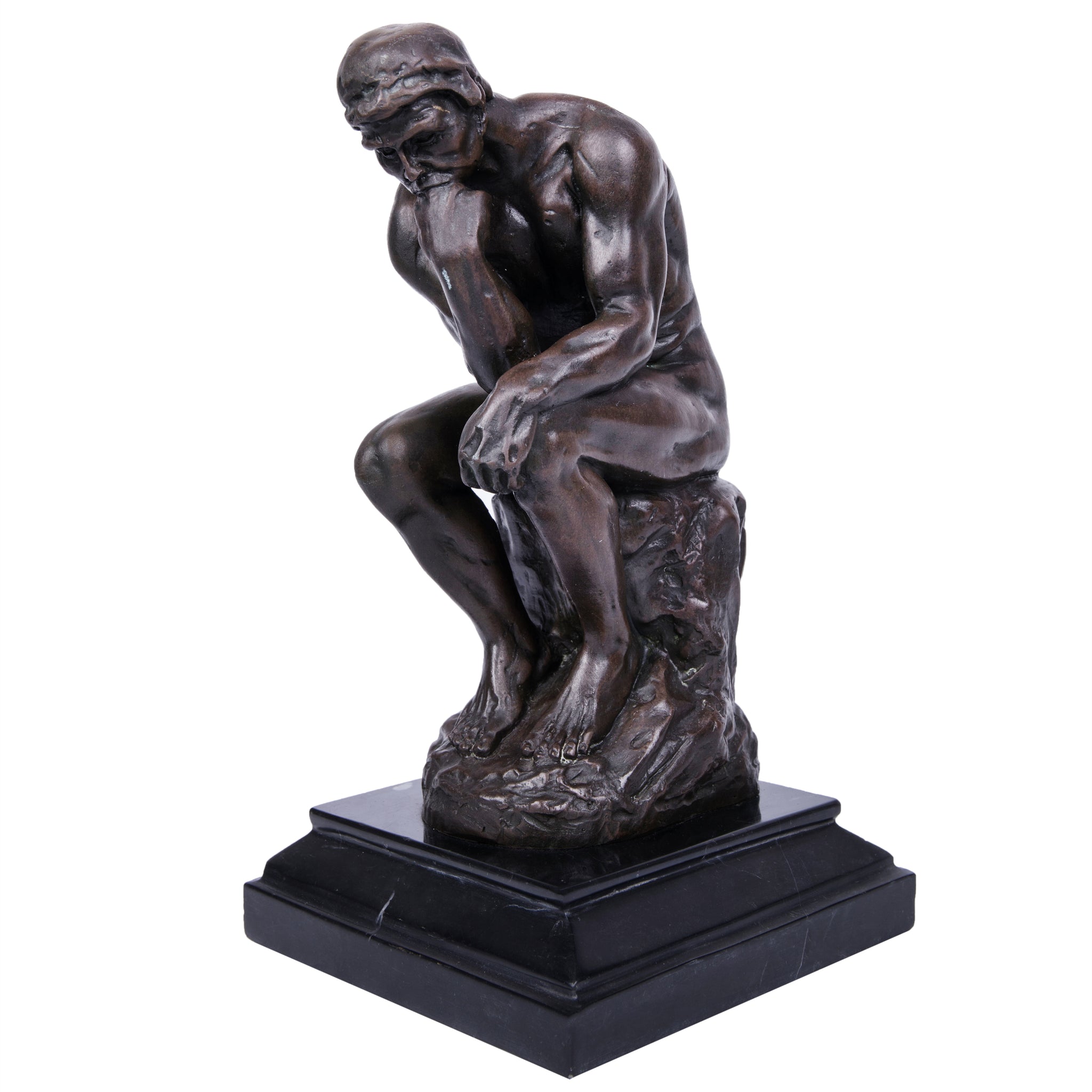 This is a decorative ornament themed around The Thinker, whose prototype is Rodin’s classic sculpture (the original work symbolizes profound contemplation on human fate). The ornament reproduces the contemplative posture of the original (hand resting on the chin, curled sitting position), with detailed muscle lines highlighting a sense of strength and solemnity.It is suitable for artistic decoration in studies, offices, etc., and can also be used as an art collection or cultural gift.
