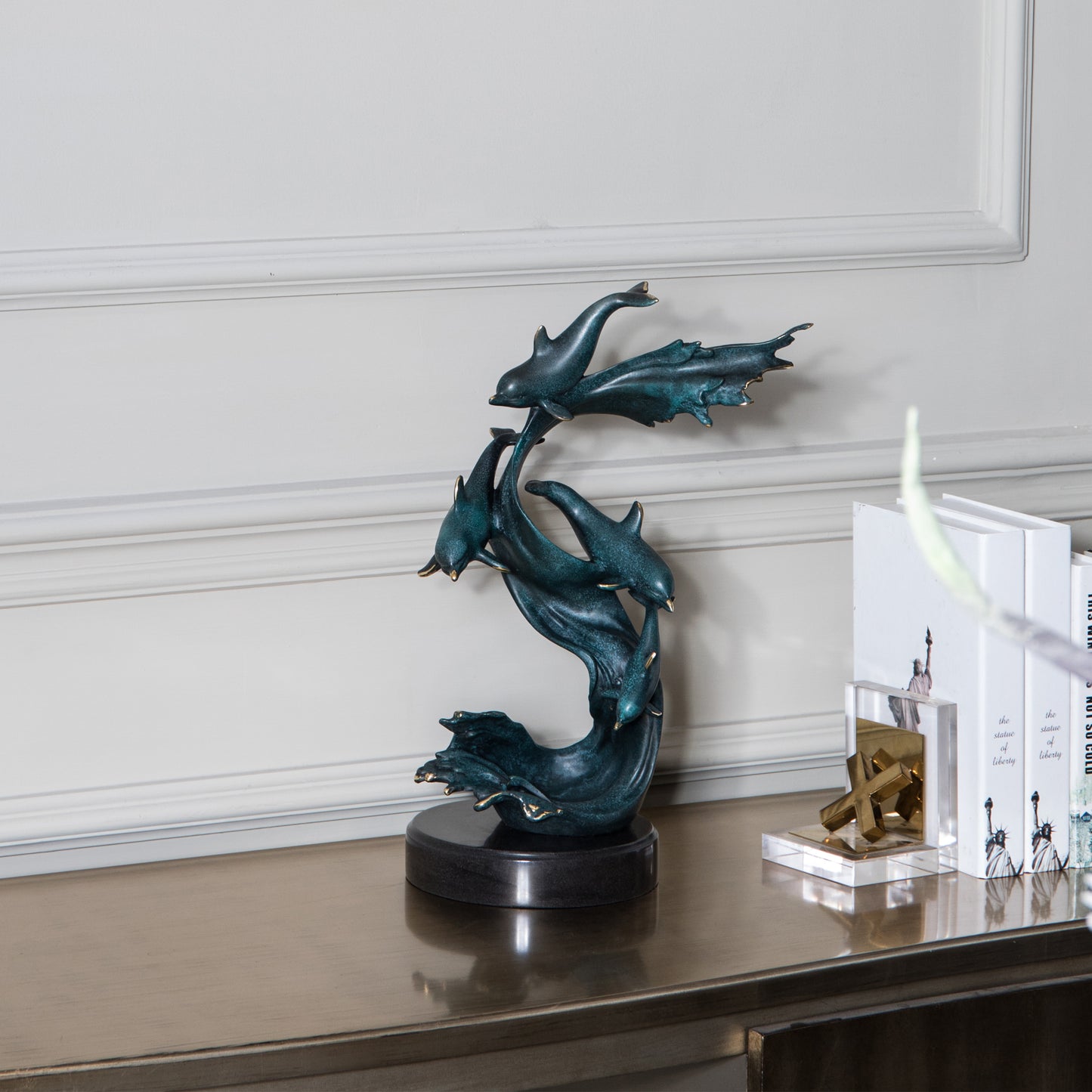 Toperkin Dolphin Bronze Statues Sculpture Home Decor