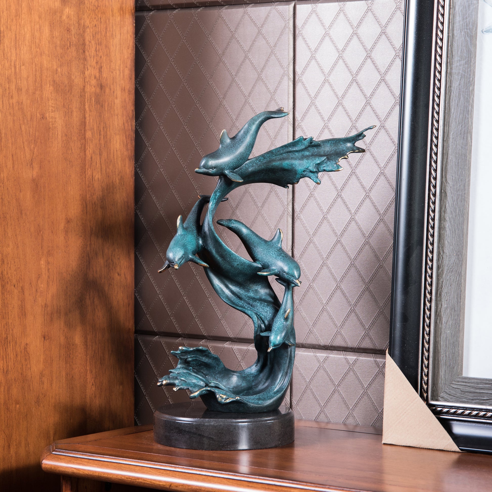 Toperkin Dolphin Bronze Statues Sculpture Home Decor