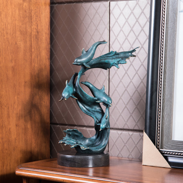 Toperkin Dolphin Bronze Statues Sculpture Home Decor